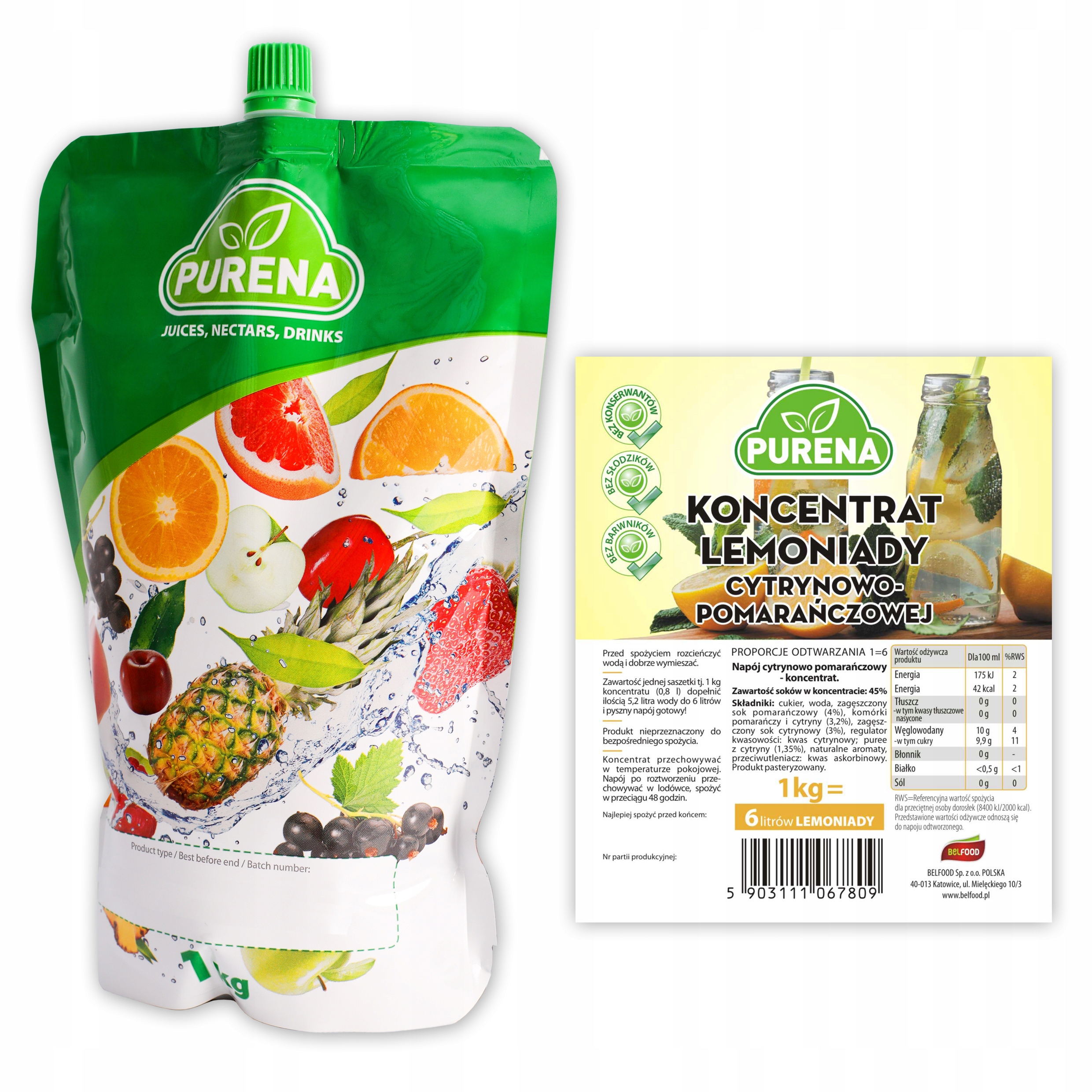Lemoniada-cytryna-pomarancza-PURENA-1kg Lemoniada cytryna-pomarańcza PURENA 1kg - obrazek 1